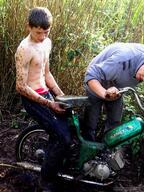 2male dirtbike forest jeans joggers mud nonnude shirtless stuck // 1024x1365 // 326KB